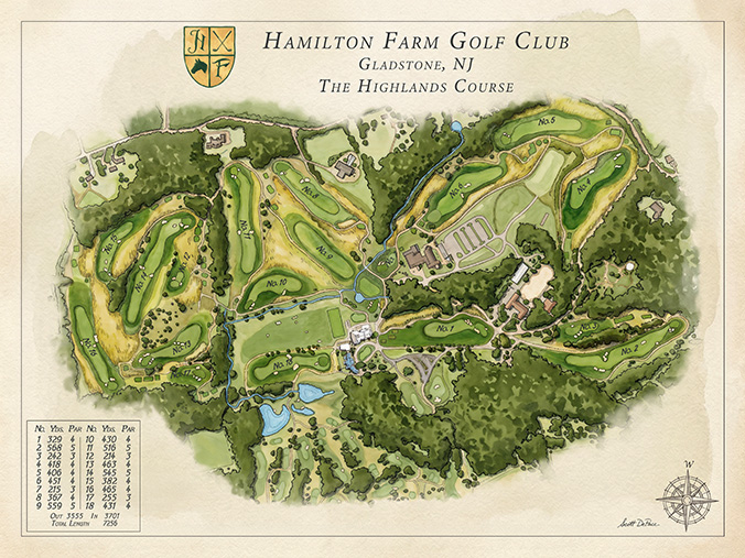 Hamilton Farm Golf Club - Highlands course map
